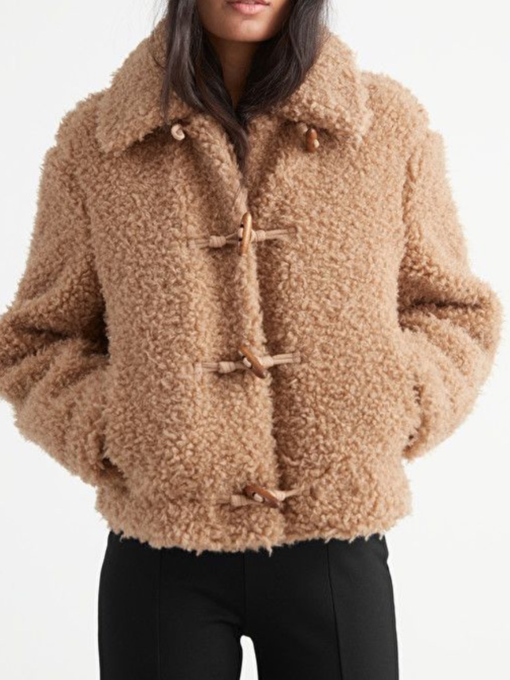 & Other Stories Camel Teddy Toggle Jacket
